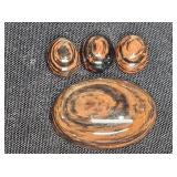 4 Piece Polished Mahogany Obsidian Cabochons