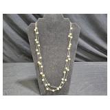 3 Strand Liquid Silver & Faux Peal Necklace