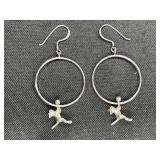 Rare Vintage 83.5% Silver  Kitten Hoop Earrings