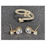 Sterling Silver Initail R Ring & Post Earrings