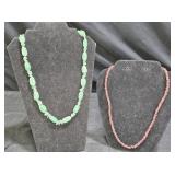 Large Bead Aventurine & Small Glass Bead Necklaces
