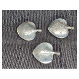 3 Stuart Nye Sterling Silver Galax Leaf Pins