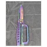 Iridescent Rainbow Knuckle Guard Butterfly Knife