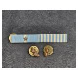 USN Korean War Service Bar & Oak Leaf Collar Tacs