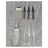 2 Sets of 3 Black Stainless Throwing Knives