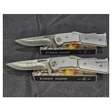 2 NIB Super Knife Manual Folding Knives NO37