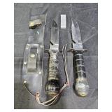 Two 42- Stainless Steel Survival Knives w/ Compass