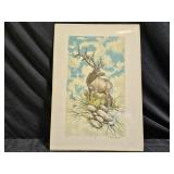 L. E. Lithograph "Elk in Sky" by William Marlow