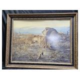 "Lions at Sunset-Tanganyika" Framed Oleograph