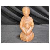 Hand Carved Wooden Mother & Child Sculpture