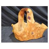 Hand Carved Wooden Burl Basket