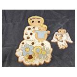 Ceramic Wall Plaque Flower Madonna & Angel