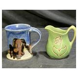 Pottery Mug & Molded Pottery Pitcher