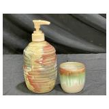Buie Pottery Soap Dispenser & Markus Pottery Cup