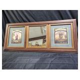 Wooden Framed Mirror with 2 Golf Prints