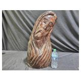 Huge Hand Carved Hard Wood Bust of Jesus
