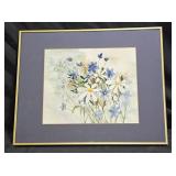Blue & White Wildflowers Watercolor by Sandi Clark