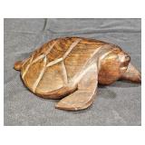 Vintage MCM Hand Carved Iron Wood Sea Turtle