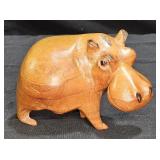 Hand Carved Wooden Hippopotamus