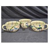 3 Handmade Pottery Soup Mugs by John Garron