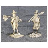 2 Small Silver Plated Chinese Farmers