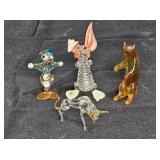 Vtg Spun Glass Art: Duck, Bull, Bear, & Rabbit