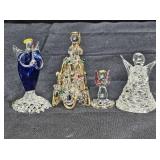 4 Vintage Hand Blown Spun Glass Angels