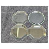 4 Glass Mirror Stands for small Crystal Figurines