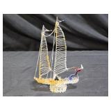 Hand Made Spun Glass Sail Boat