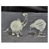 Hand-Blown Spun Glass Dinosaur & Emu
