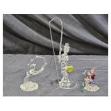 3 Vintage Hand Blown Spun Glass Fishermen