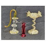 Spun Glass Fire Hydrant, Water Pump, & Bird Bath