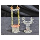Hand-Blown Spun Glass Bird Bath & Wishing Well
