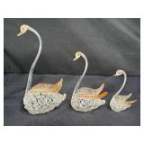 Small, Medium & Large Spun Glass Swan Figurines
