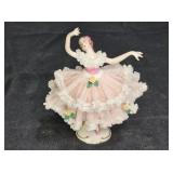 Vtg Dresden Lace Porcelain Ballerina