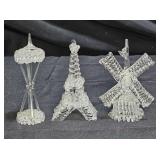 Spun Glass Space Needle, Windmill, & Eiffel Tower