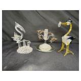 Hand Blown Glass Dolphin, Stork & Pelican