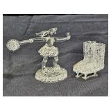 Vtg Hand Spun Glass Ice Skates & Tennis Player