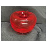 Hand Blown Red Art Glass Apple Papper Weight