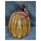 Amber Crackle Art Glass Pumkin