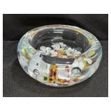 Kent Helms Signed Art Floral Glass Paper Weight