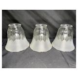 3 Vtg Glass half Frosted Light Shade
