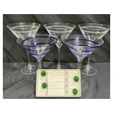 5 Martini Glasses & Olive Appetizers
