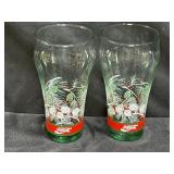 2 VTG CocaCola Holiday Glasses 8 oz