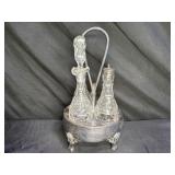Victorian Silverplate Clear Glass Cruet Set