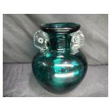 Hand Blown Teal Art Glass Vase