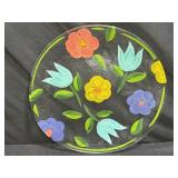 Clear Glass Tulip & Daisy Textured Platter