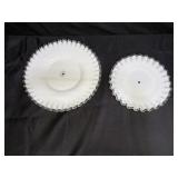 2 Fenton White Sliver Crest Milk Glass Plates