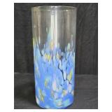 Large Murano Style Blue & Yellow Vase