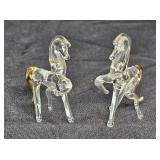 Pair of Art Glass Horses with Gold Accents